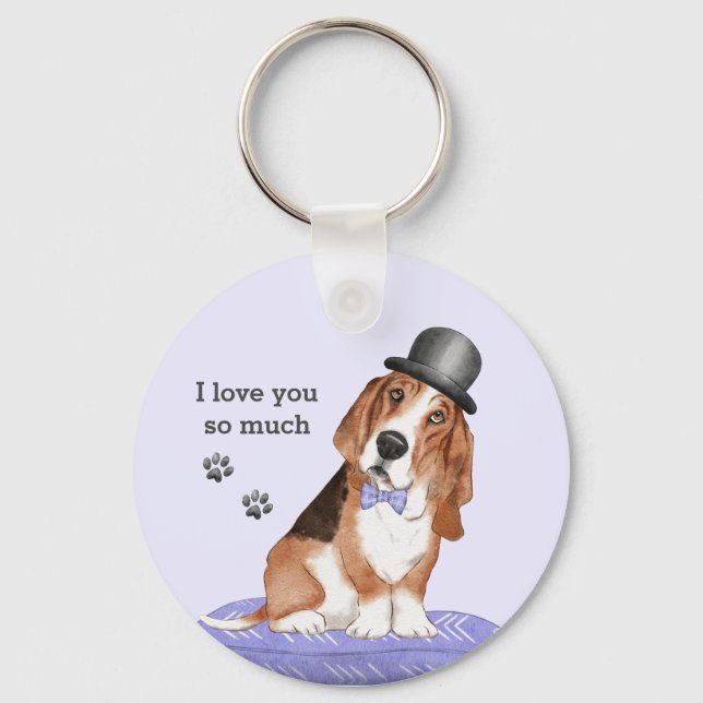 Porte-clés Illustration du chien Basset Hound (Recto)