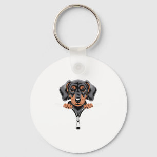 Porte-clés Illustration du mignon Dachshund Peeking Out of Zi