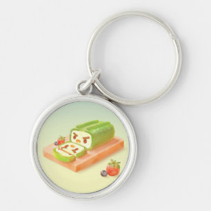 Porte-clés Illustration du rouleau de gâteau Matcha
