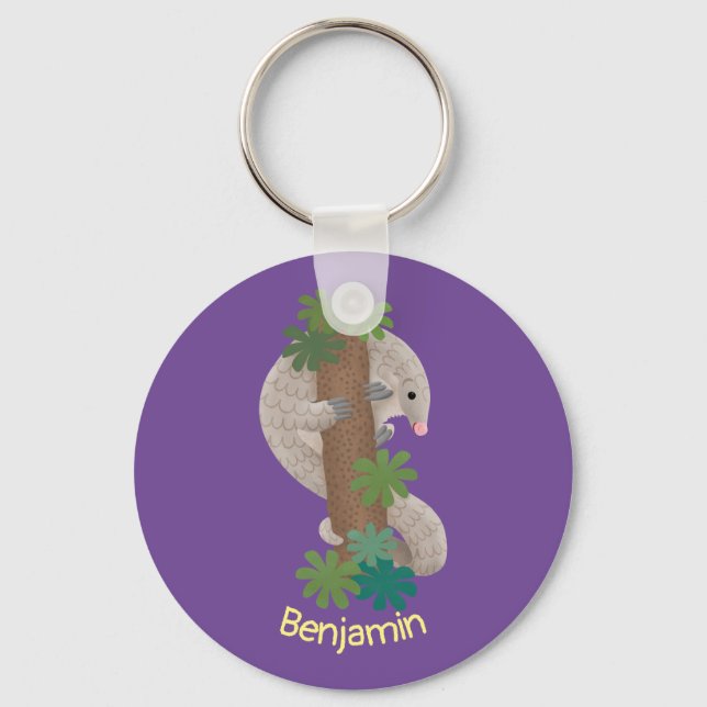 Porte-clés Illustration d'une anteure de pangolin mignonne (Recto)