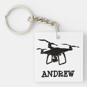 Porte-clés Illustration personnalisée de drone noir simple