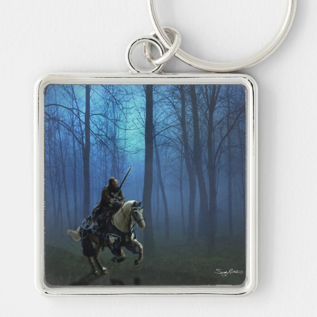 Porte-clés Imaginaire Art Chevalier Bleu à cheval au clair de (Devant)
