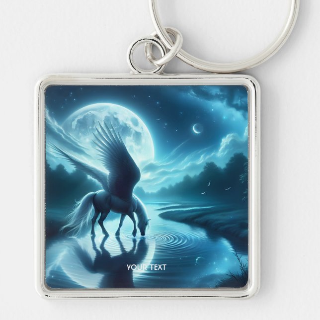 Porte-clés Imaginaire Cheval mignon Ailes Lune (Devant)