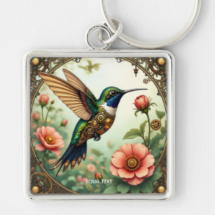 Porte-clés Imaginaire Cute Steampunk Fleurs d'oiseaux