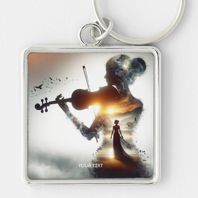 Porte-clés Imaginaire jolie violon fille soleil (Devant)