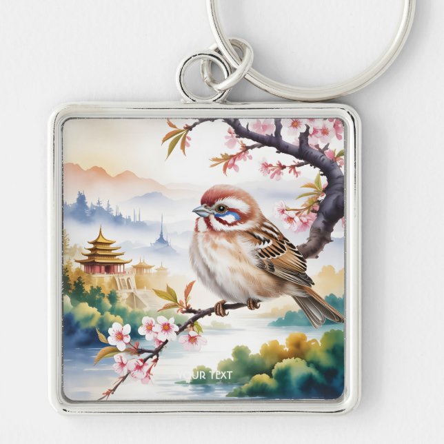 Porte-clés Imaginaire mignon Fleur d'oiseau chinois (Devant)