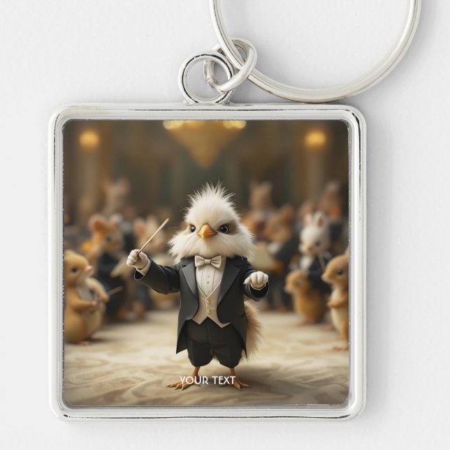 Porte-clés Imaginaire Mignonne Oiseau Conduit Orchestre (Devant)