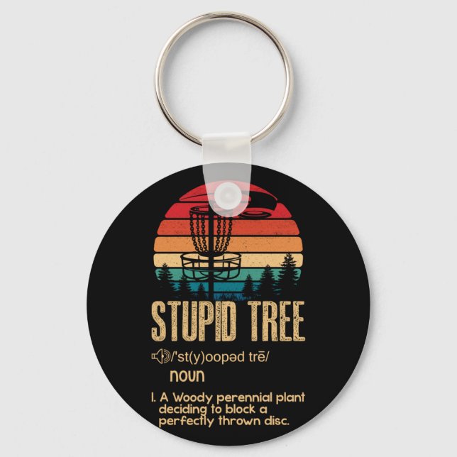 Porte-clés Imbécile Arbre Disque Golf Cadeau Frisbee Vintage (Recto)