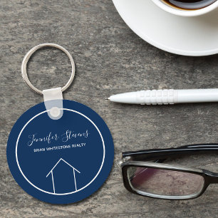 Porte-clés Immobilier Société Elegant Blue Custom Realtor