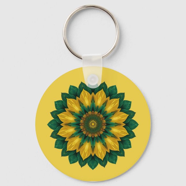 Porte-clés Imperial Solar Flower Mandala Luxury Keychain  (Recto)