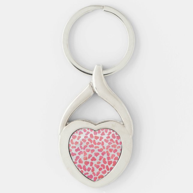 Porte-clés Impression dalmate rose et blanc (Devant)