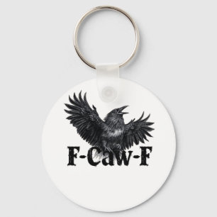 Porte-clés Impression d'art de corbeau en colère F-Caw-F Art 