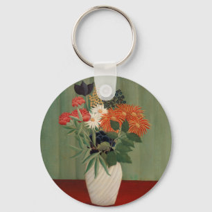 Porte-clés Impression d'art floral vert sauge Henri Rousseau