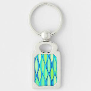 Porte-clés Impression de ruban de milieu de siècle - turquois
