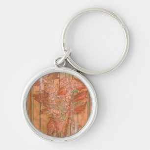 Porte-clés Impression florale orange moderne sur Arrière - pl