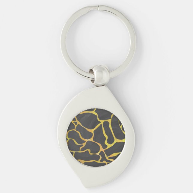 Porte-clés Impression Giraffe noir et jaune (Devant)