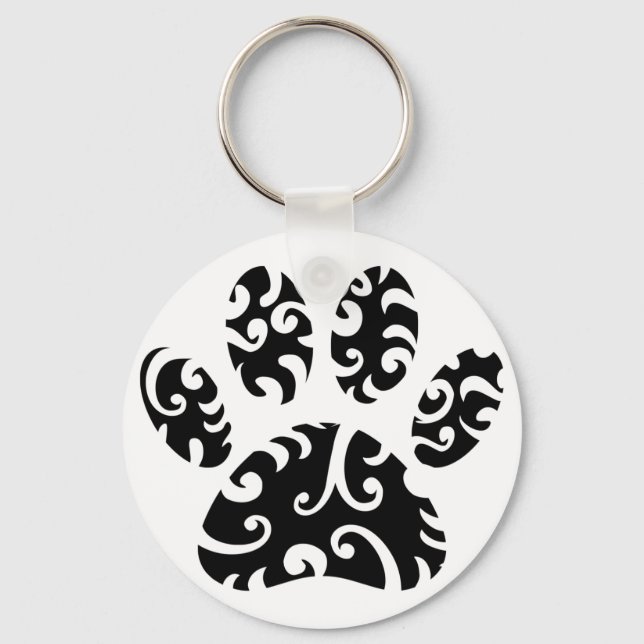Porte-clés Impression Tribale de tatouage de chien (Recto)