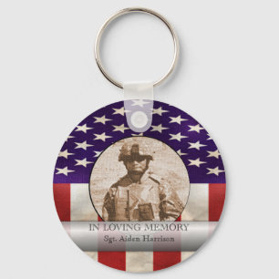Porte-clés In Love Memory Photo militaire personnalisée