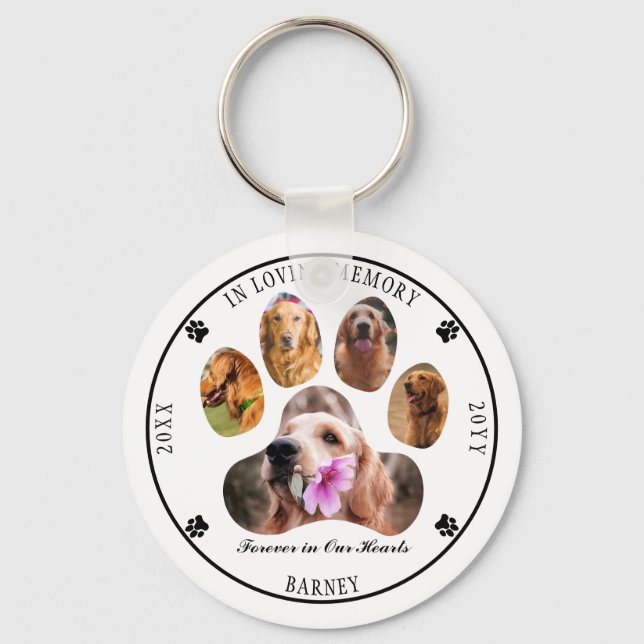 Porte-clés In Love Memory Photo Pet Memorial - Blanc (Recto)