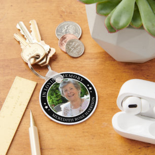 Porte-clés In Love Memory White Stars Black Photo Memorial