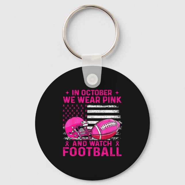 Porte-clés In October We Wear Nk Breast Cancer Flag Football  (Recto)
