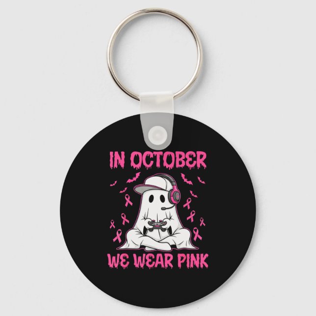 Porte-clés In October We Wear Nk Breast Cancer Gaming Ghost Y (Recto)