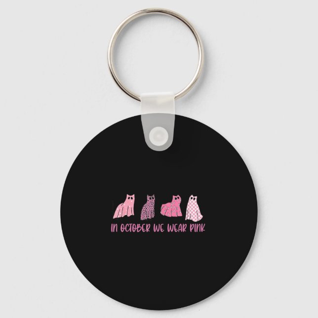 Porte-clés In October We Wear Nk Ghost Cats Breast Cancer Awa (Recto)