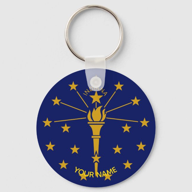 Porte-clés Indiana State Flag Porte - clé ID Balise VOTRE NOM (Recto)