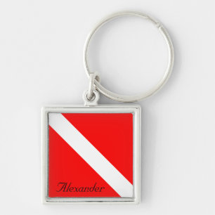 Porte-clés Indicateur SCUBA Diver Down personnalisé rouge et 