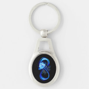 Porte-clés Infini lumineux avec rose bleue