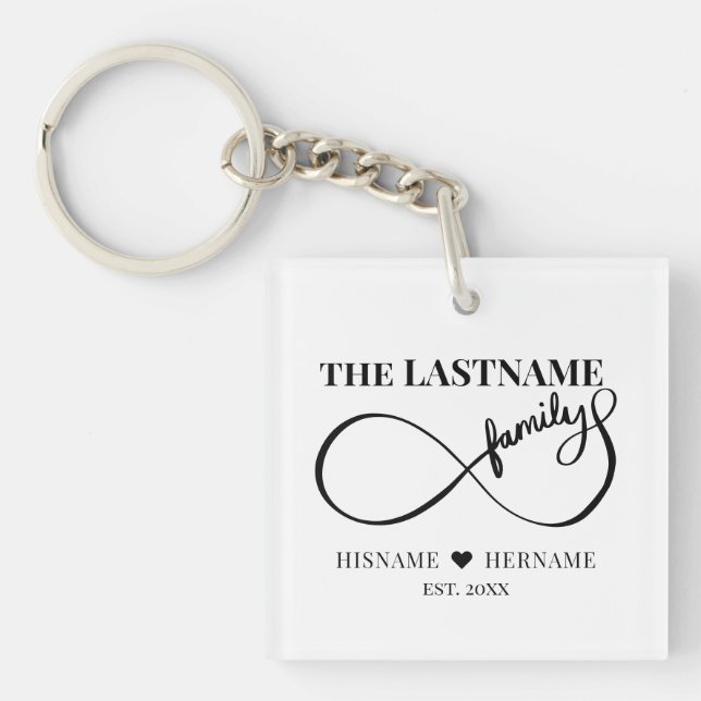 Porte-clés Infinity Personalized Family Name and Est. Date (Devant)