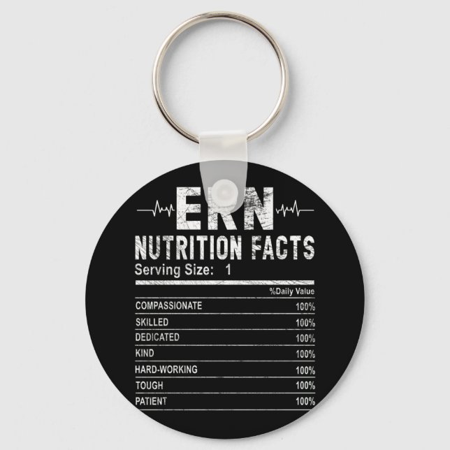 Porte-clés Infirmière de la salle d'urgence Nutrition Facts I (Recto)