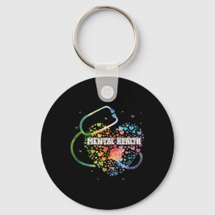 Porte-clés Infirmière en santé mentale Watercol Love Heart Sc