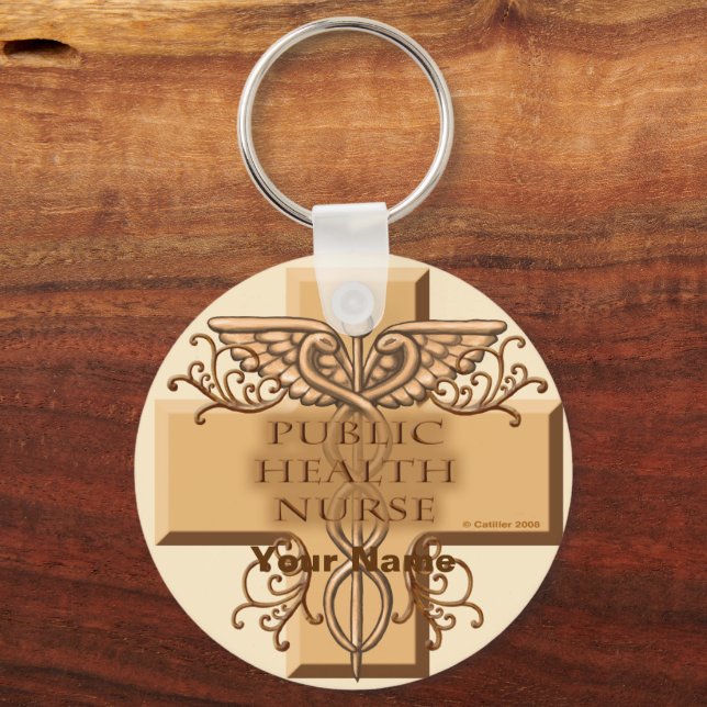 Porte-clés Infirmière en santé publique Caduceus (Recto)
