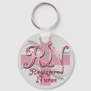 Porte-clés Infirmière inscrite, persiennes de croix roses