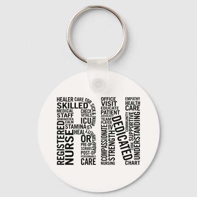 Porte-clés Infirmière inscrite Word Art RN (Recto)