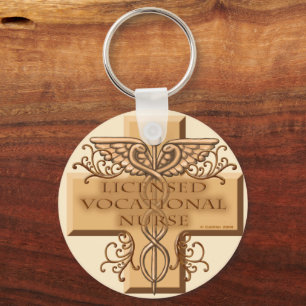 Porte-clés Infirmière LVN Cross Caduceus