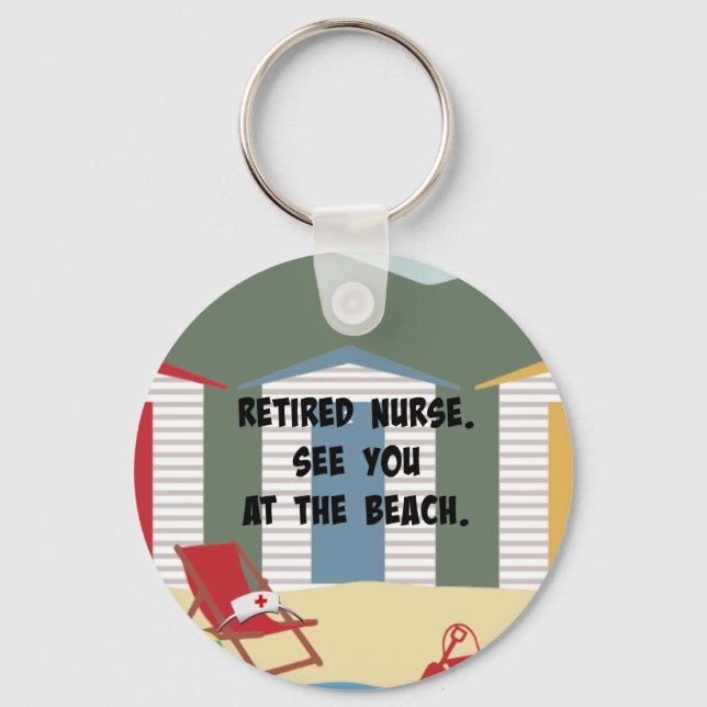Porte-clés Infirmière retraitée. À la plage, (Recto)