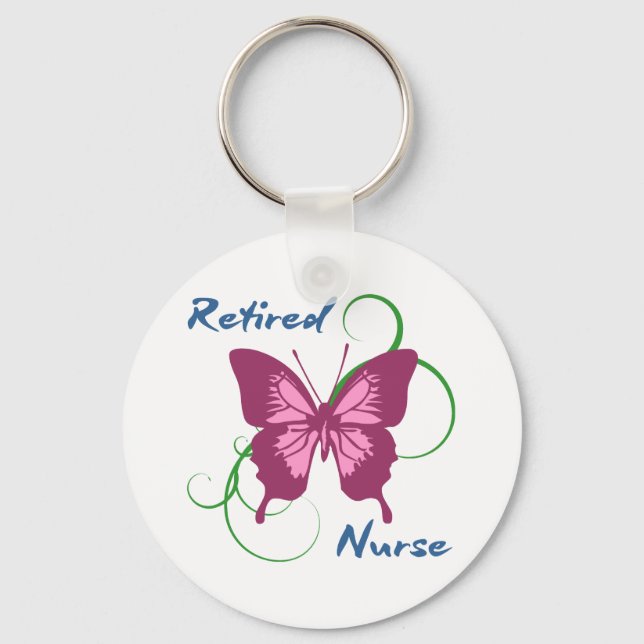 Porte-clés Infirmière retraitée (papillon) (Recto)