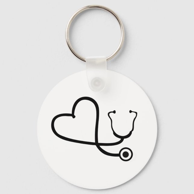Porte-clés Infirmière Stethoscope Coeur (Recto)