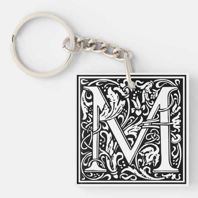 Porte-clés Initiale décorative "M" de lettre (Devant)