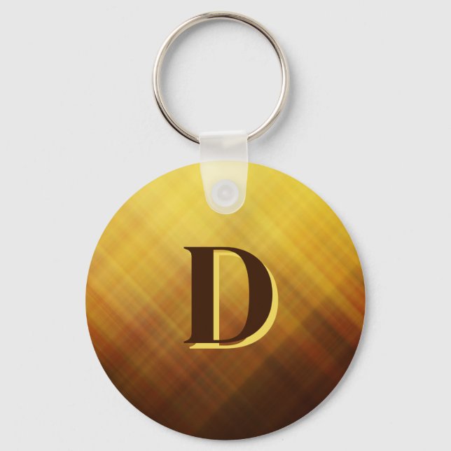 Porte-clés Initiale monogramme marron jaune moderne  (Recto)