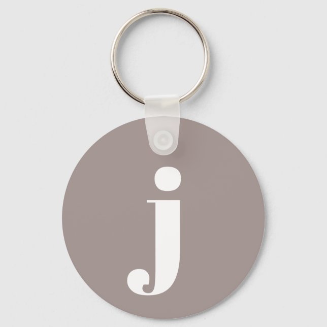 Porte-clés Initiale monogramme minimaliste en Taupe Brown (Recto)