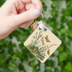Porte-clés Insectes de jardin vintage, papillons, chenilles