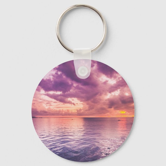Porte-clés Inspiration du coucher de soleil sur l'océan (Recto)
