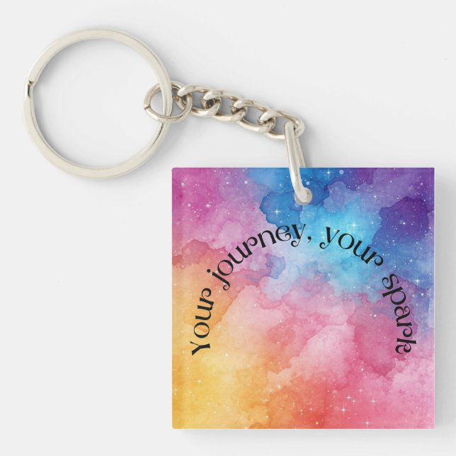 Porte-clés Inspirational Rainbow Sparkle Quote | Your Journey (Devant)