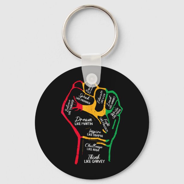 Porte-clés Inspiring Black Leaders Power Fist Hand Black Hist (Recto)
