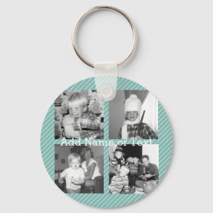 Porte-clés Instagram Photo Collage 4 images - bandes bleues