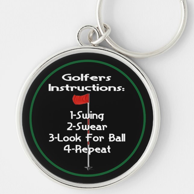 Porte-clés Instructions Golfers Humour (Devant)