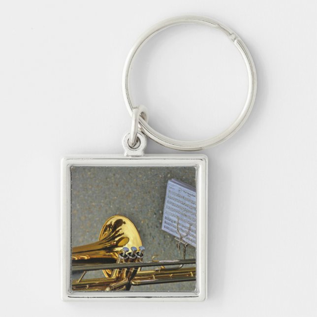 Porte-clés instrument de musique Trombone avec notation (Devant)